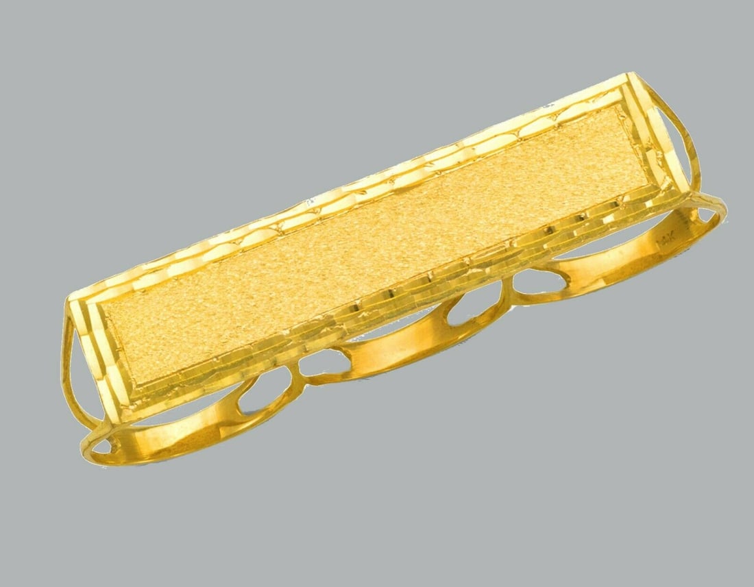 14K YELLOW GOLD MENS RING 3 FINGER RING DIAMOND CUT (1 of 1)