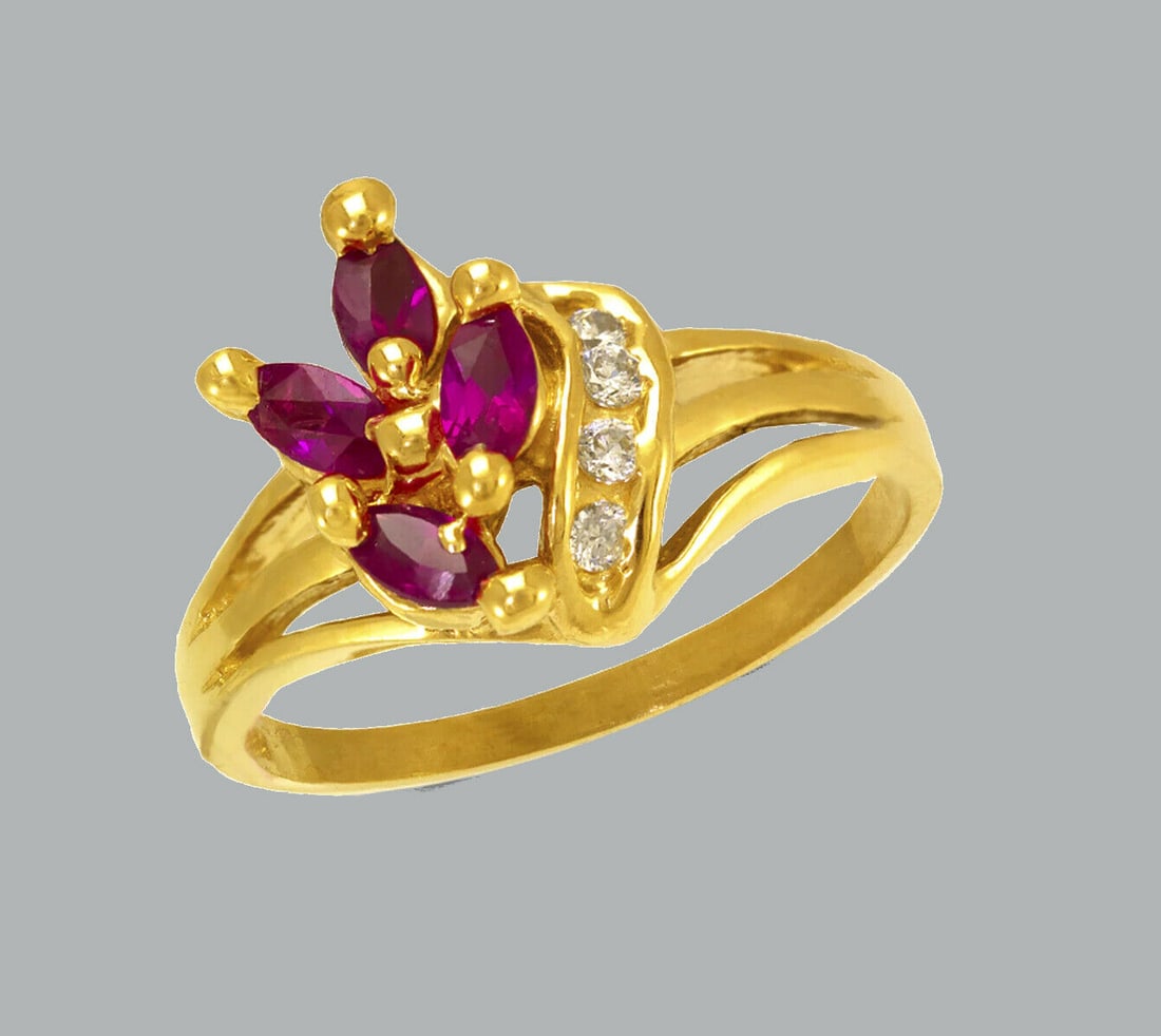 NEW 14K YELLOW GOLD LADIES FANCY CZ RING MARQUISE (1 of 1)