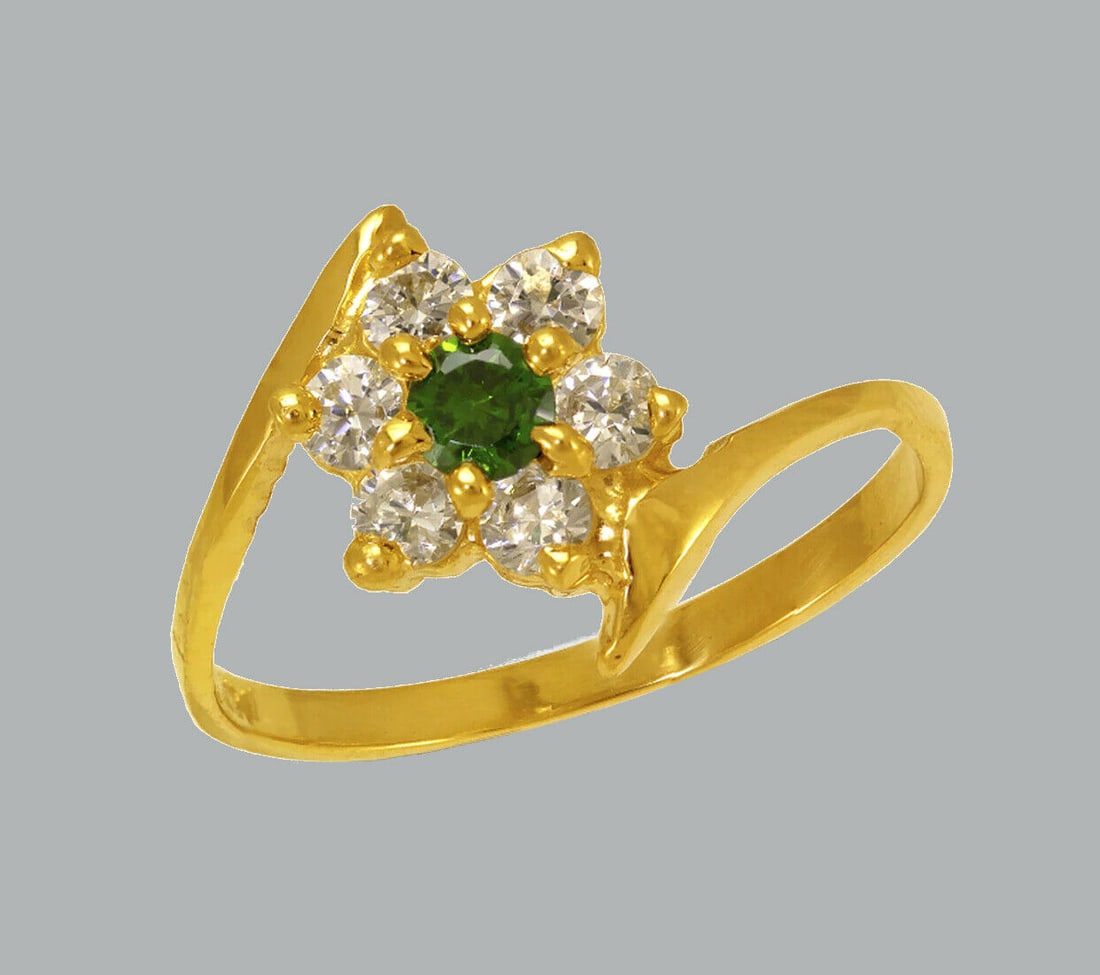 NEW 14K YELLOW GOLD LADIES FANCY CZ RING FLOWER (1 of 1)