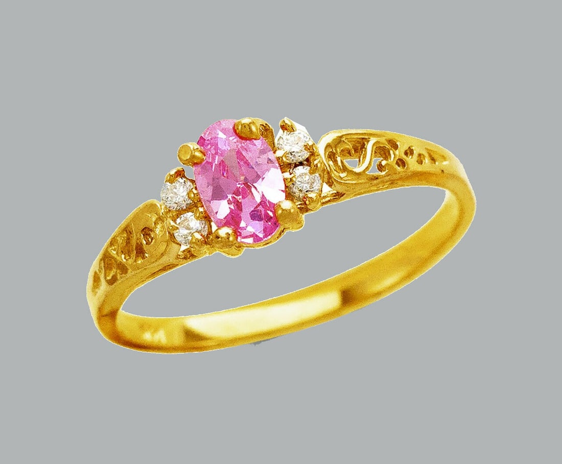 NEW 14K YELLOW GOLD LADIES FANCY CZ RING (1 of 1)