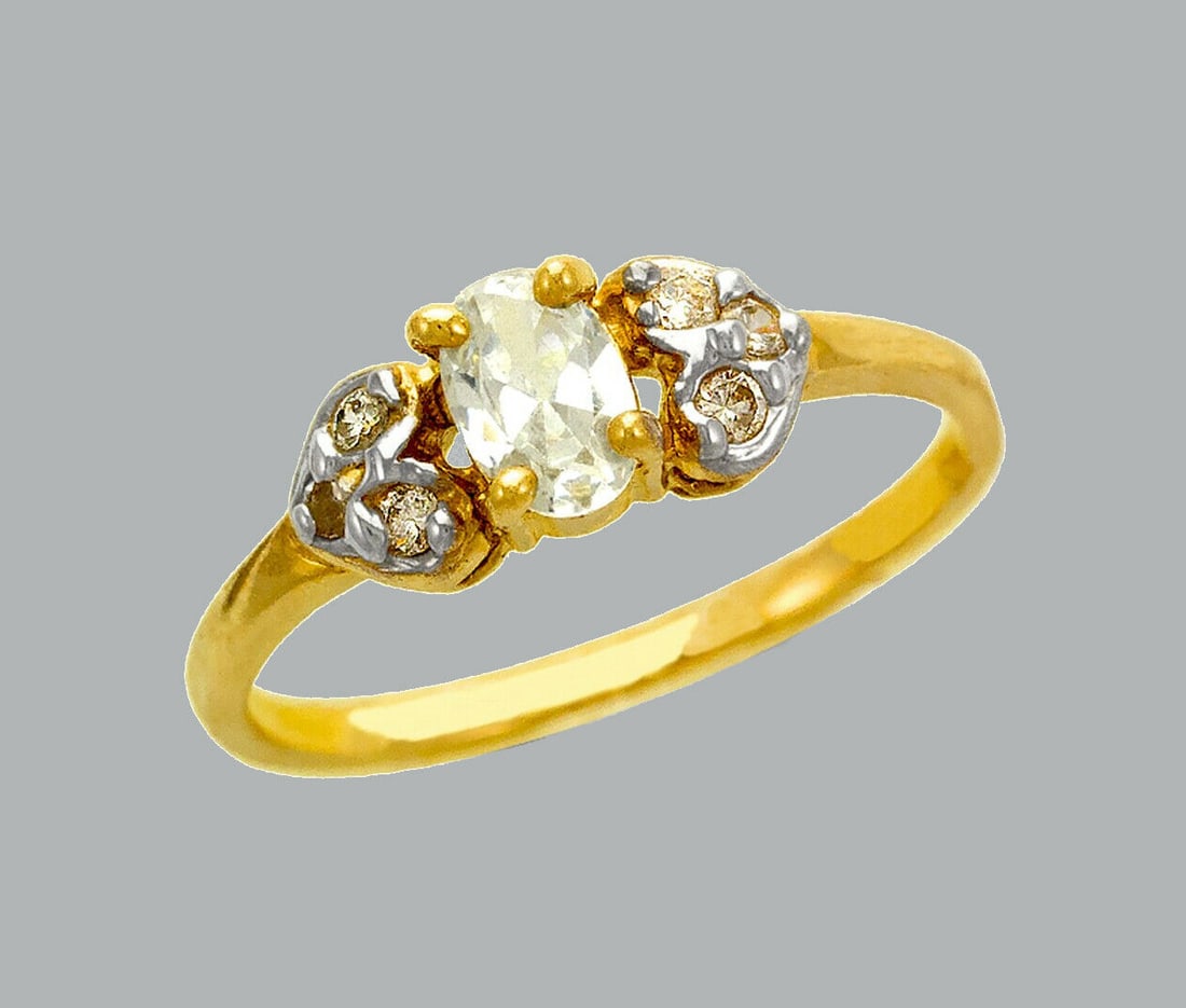NEW 14K TWO TONE GOLD LADIES FANCY CZ RING (1 of 1)