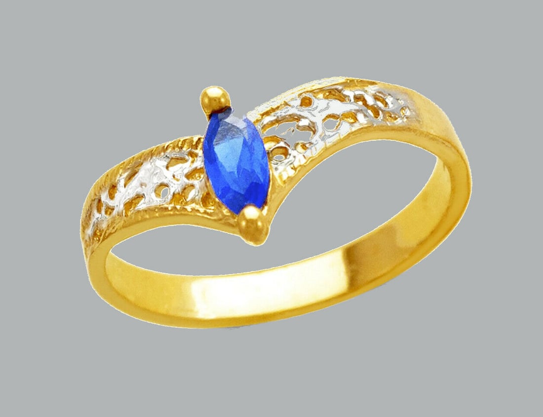 NEW 14K TWO TONE GOLD LADIES FANCY CZ RING (1 of 1)