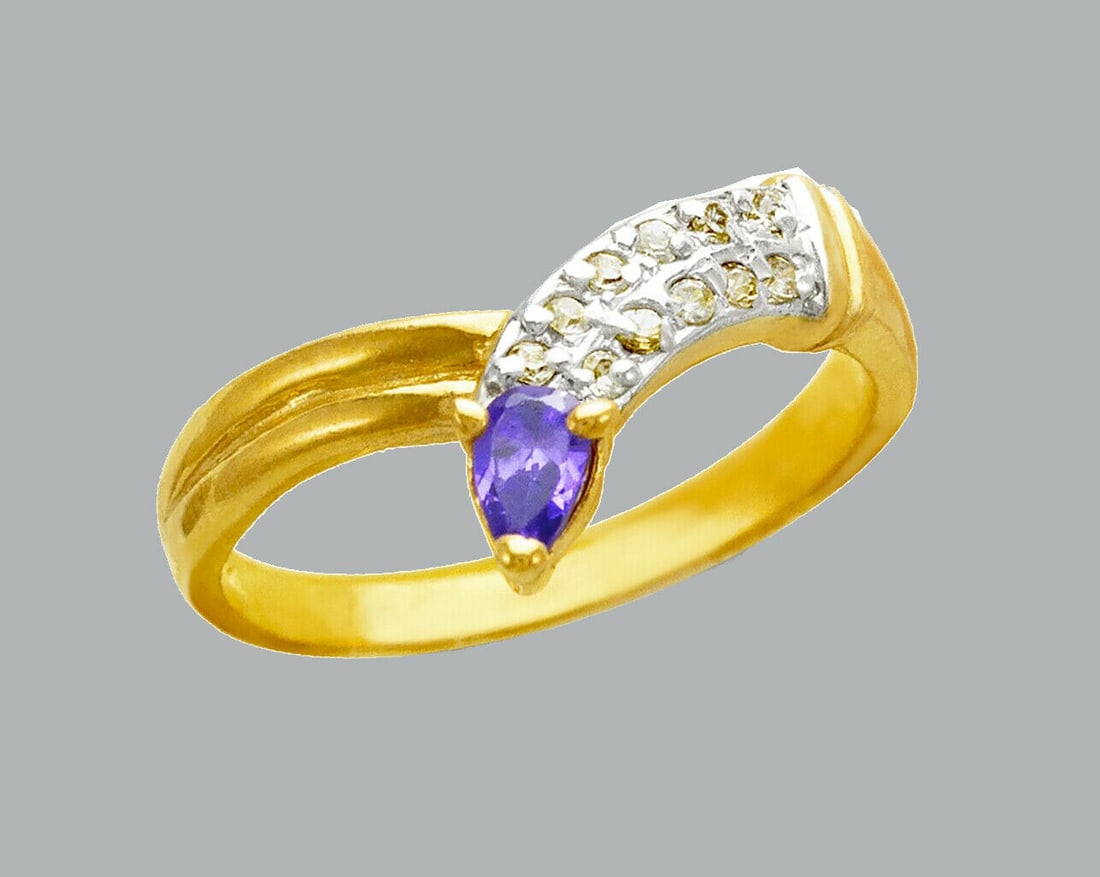 NEW 14K TWO TONE GOLD LADIES FANCY CZ RING (1 of 1)