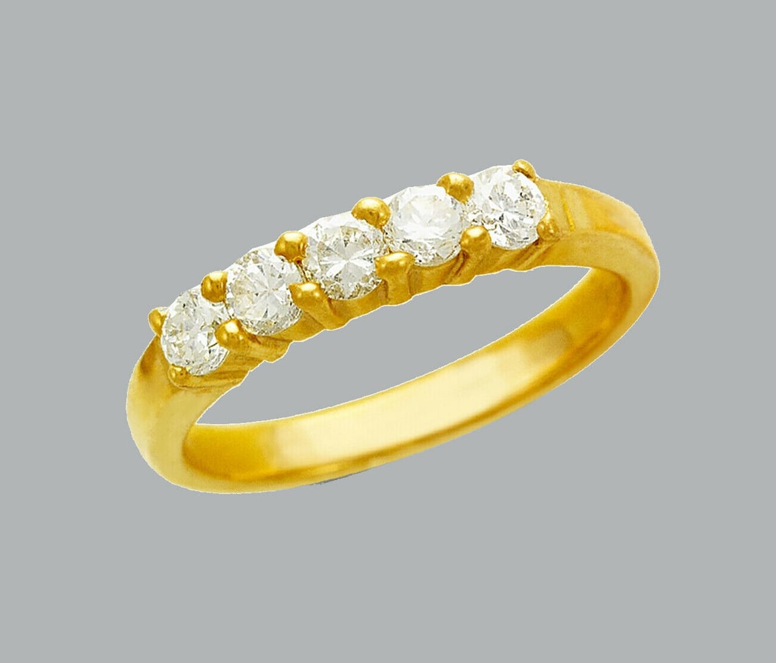 NEW 14K YELLOW GOLD LADIES FANCY CZ RING 5 STONE (1 of 1)