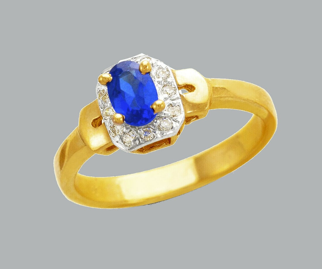 NEW 14K TWO TONE GOLD LADIES FANCY CZ RING (1 of 1)