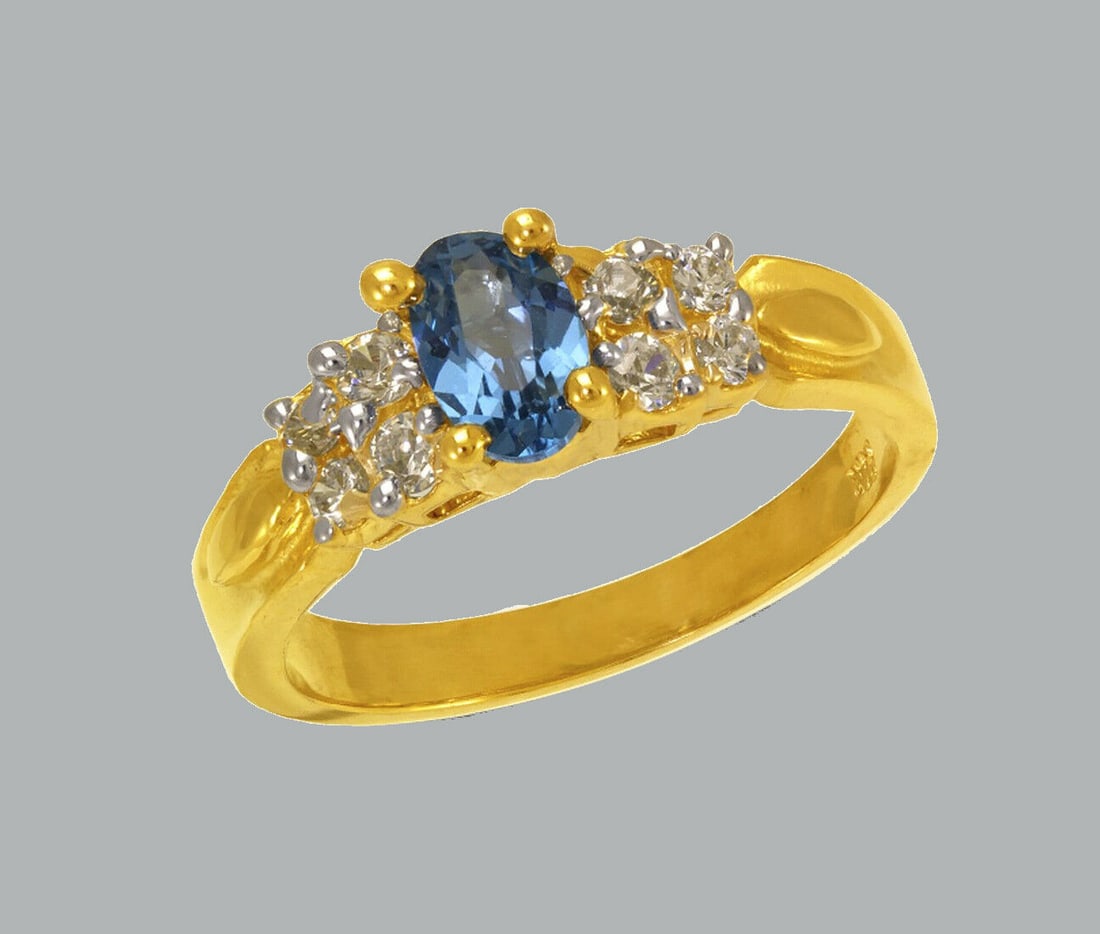 NEW 14K TWO TONE GOLD LADIES FANCY CZ RING (1 of 1)