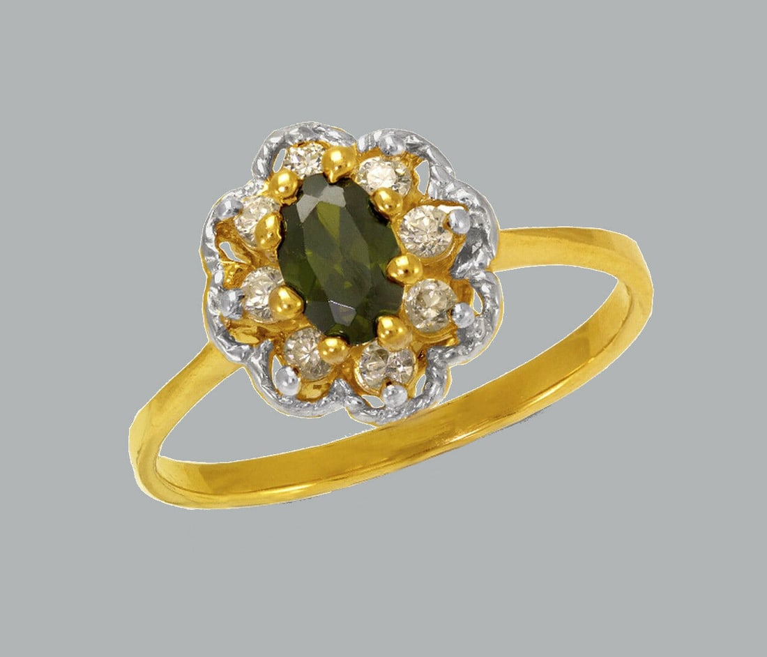 NEW 14K TWO TONE GOLD LADIES FANCY CZ RING FLOWER (1 of 1)