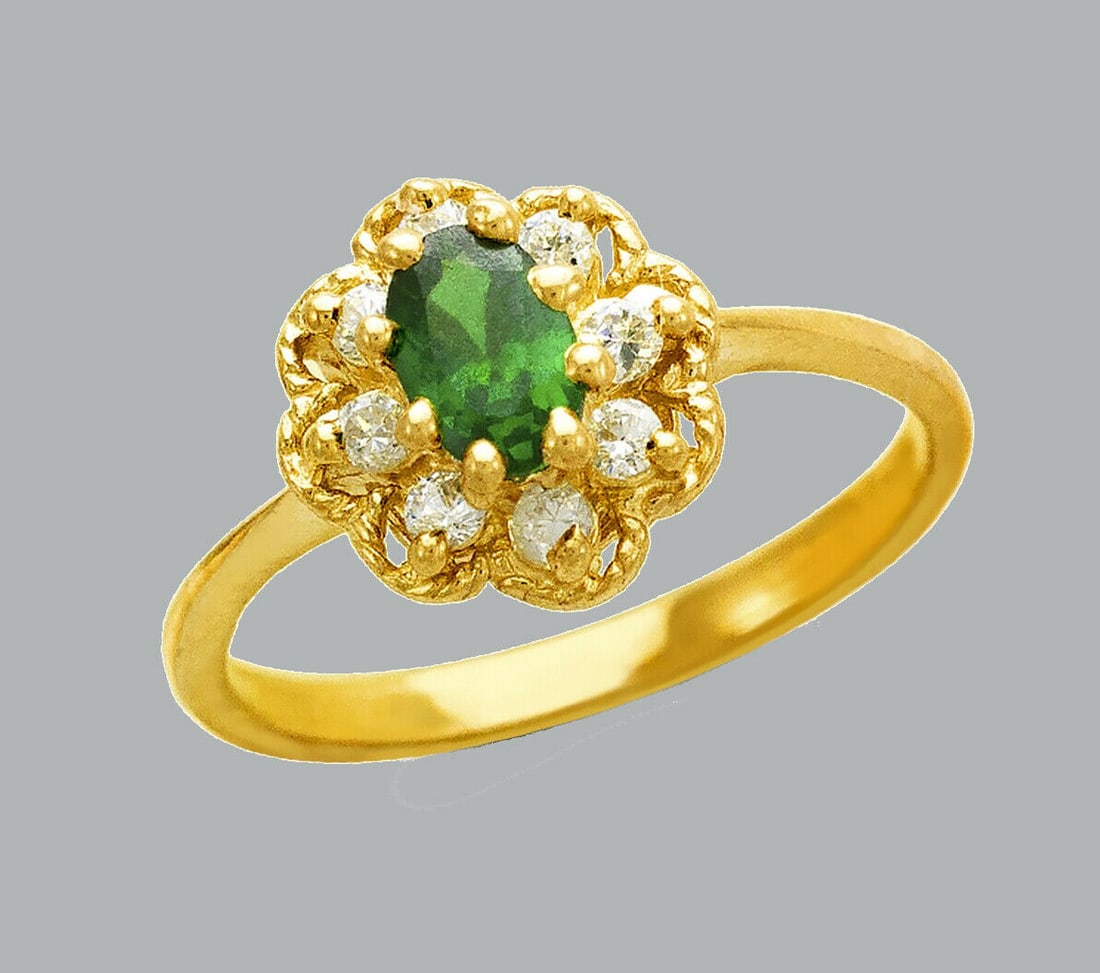 NEW 14K YELLOW GOLD LADIES FANCY CZ RING FLOWER (1 of 1)