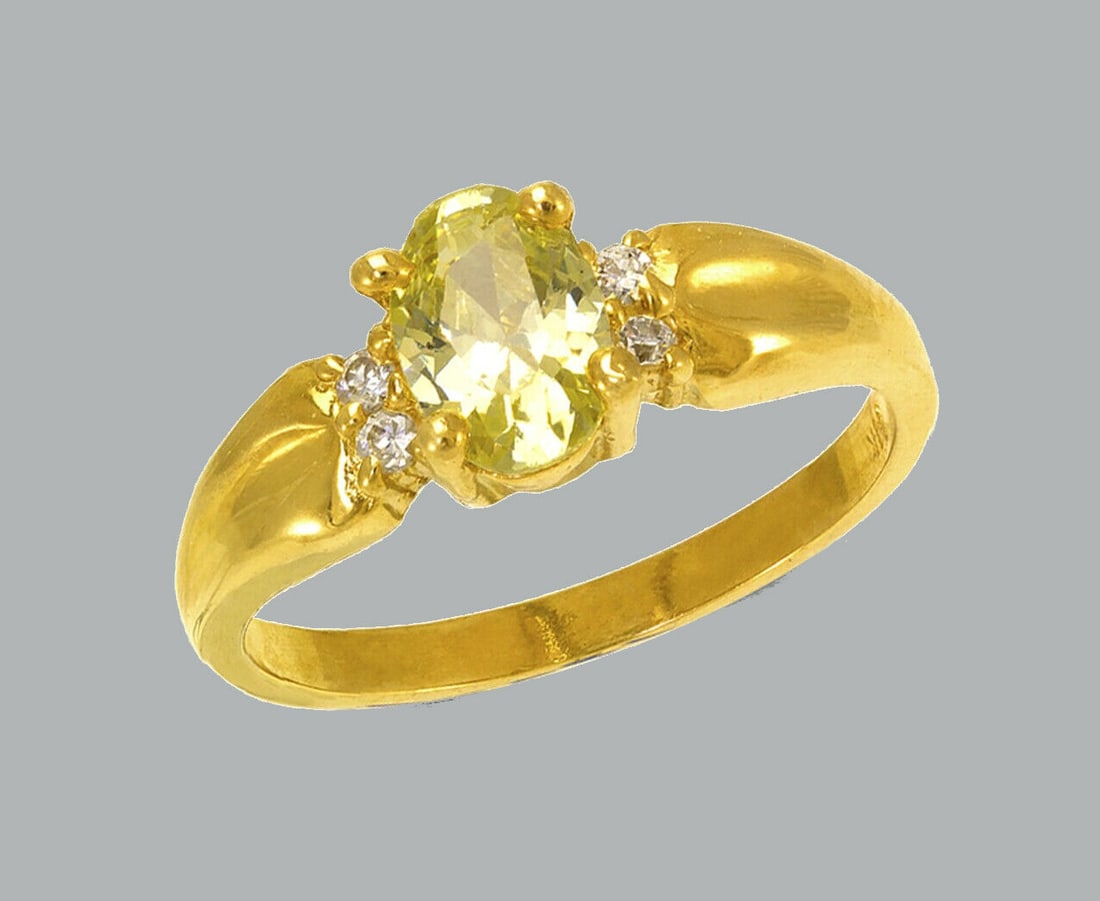 NEW 14K YELLOW GOLD LADIES FANCY CZ RING (1 of 1)