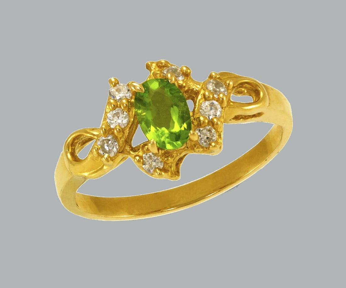NEW 14K YELLOW GOLD LADIES FANCY CZ RING (1 of 1)