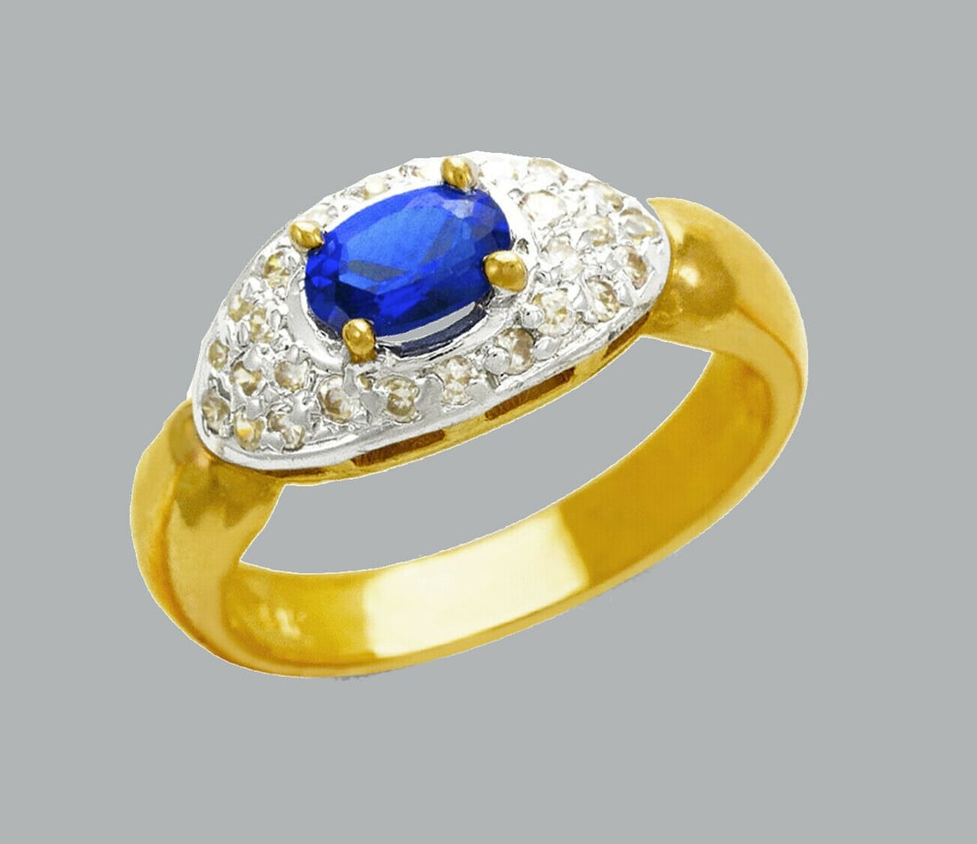 NEW 14K TWO TONE GOLD LADIES FANCY CZ RING (1 of 1)