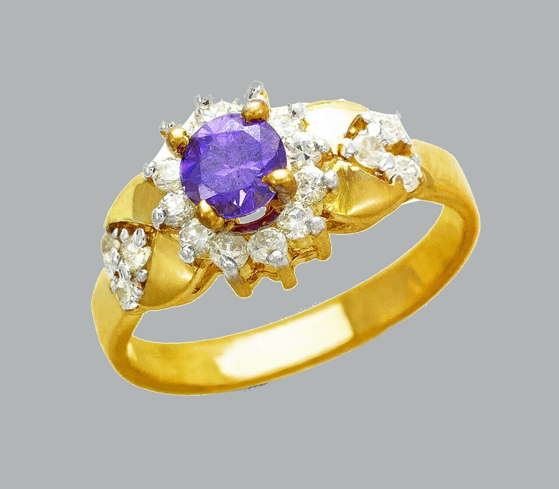 NEW 14K TWO TONE GOLD LADIES FANCY CZ RING (1 of 1)
