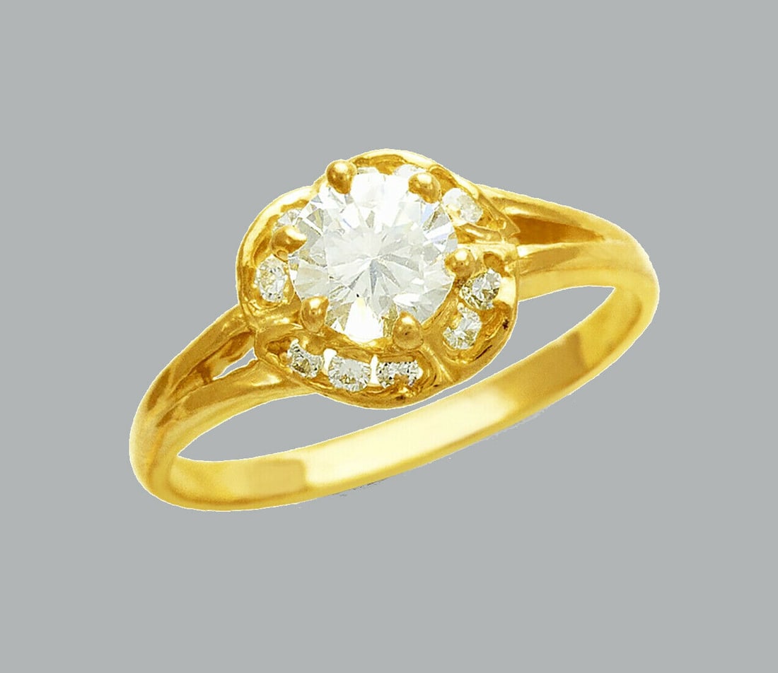 NEW 14K YELLOW GOLD LADIES FANCY CZ RING SOLITAIRE (1 of 1)