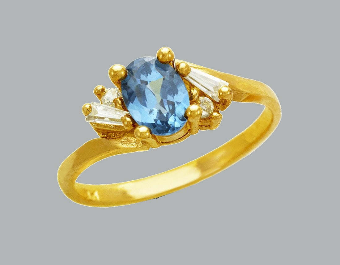 NEW 14K YELLOW GOLD LADIES FANCY CZ RING (1 of 1)