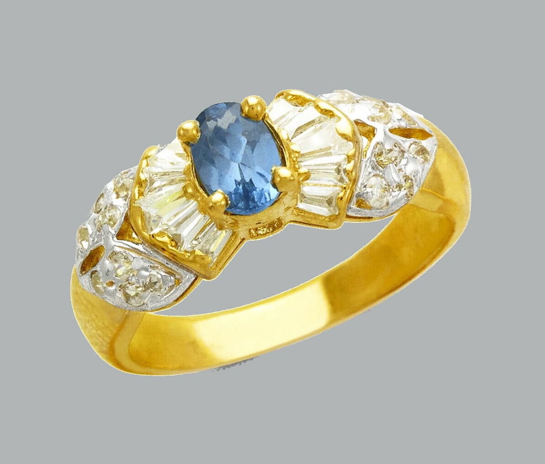 NEW 14K TWO TONE GOLD LADIES FANCY CZ RING (1 of 1)