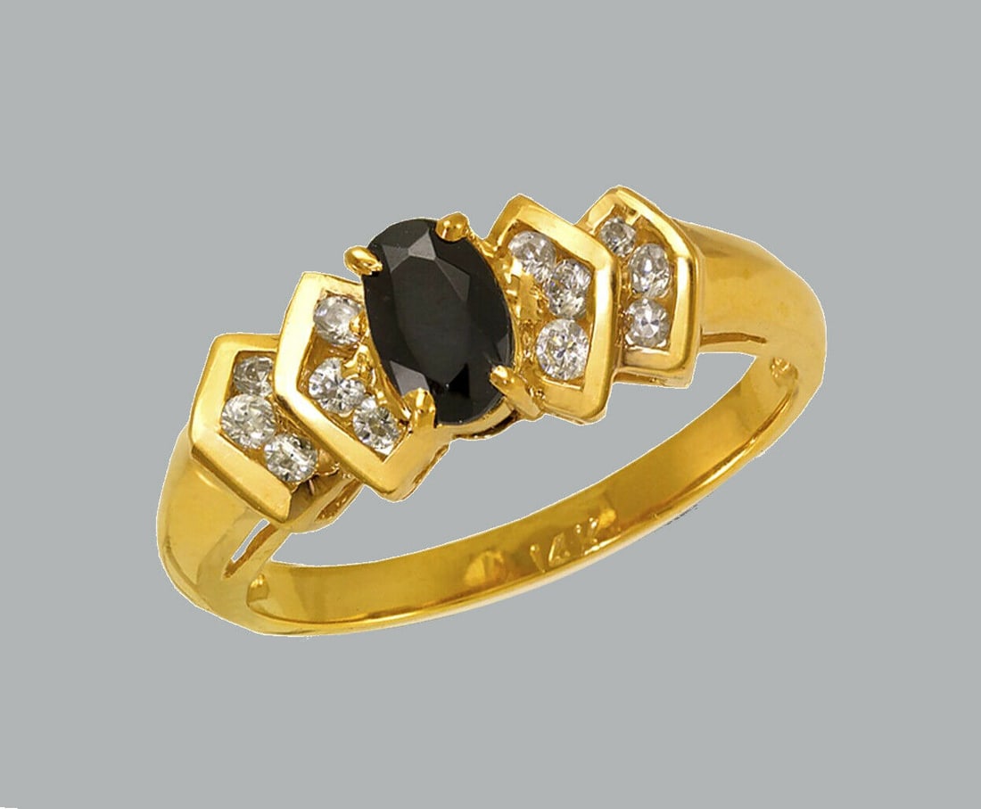 NEW 14K YELLOW GOLD LADIES FANCY CZ RING (1 of 1)