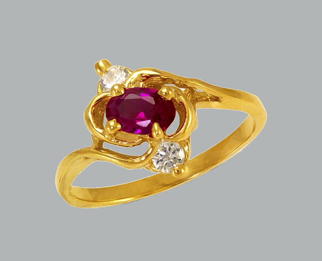 NEW 14K YELLOW GOLD LADIES FANCY CZ RING (1 of 1)