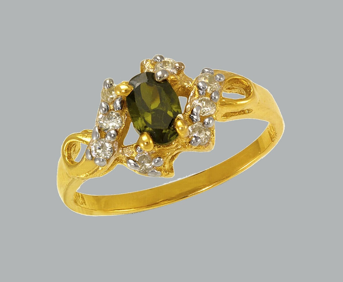NEW 14K TWO TONE GOLD LADIES FANCY CZ RING (1 of 1)