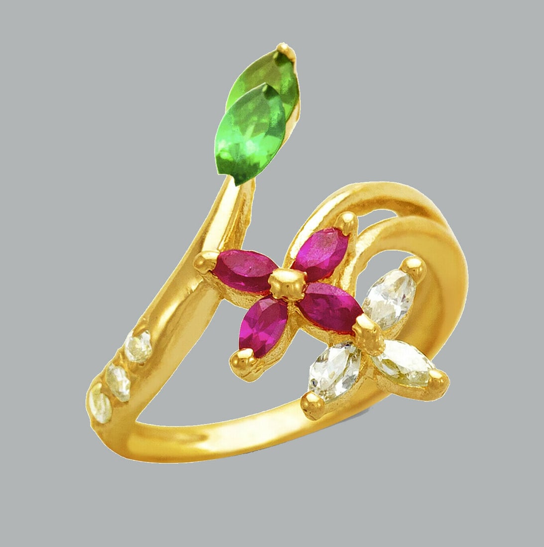 NEW 14K YELLOW GOLD LADIES FANCY CZ RING (1 of 1)