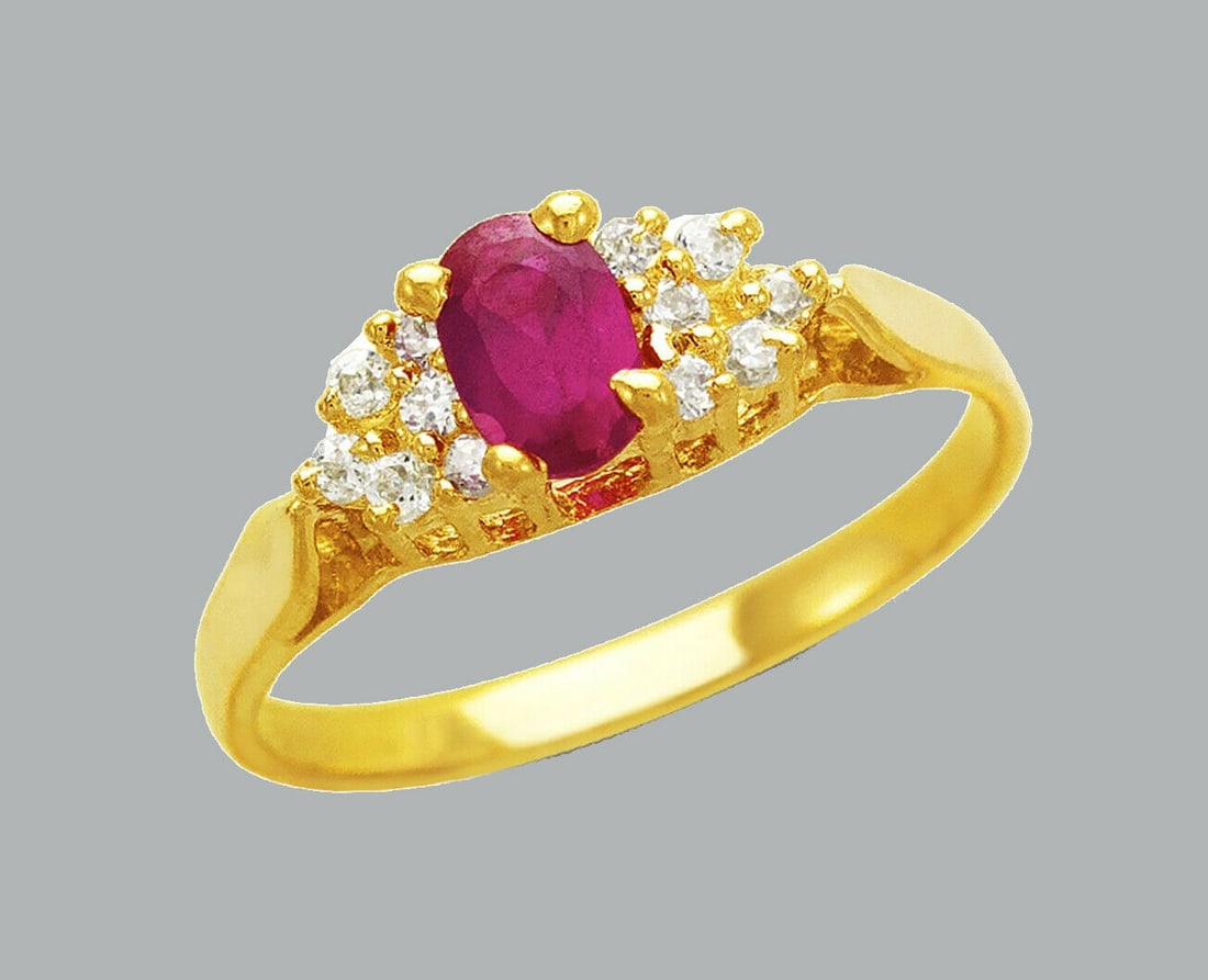 NEW 14K YELLOW GOLD LADIES FANCY CZ RING (1 of 1)
