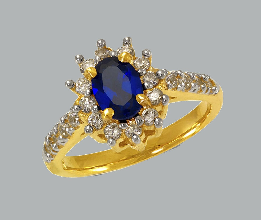 NEW 14K TWO TONE GOLD LADIES FANCY CZ RING (1 of 1)