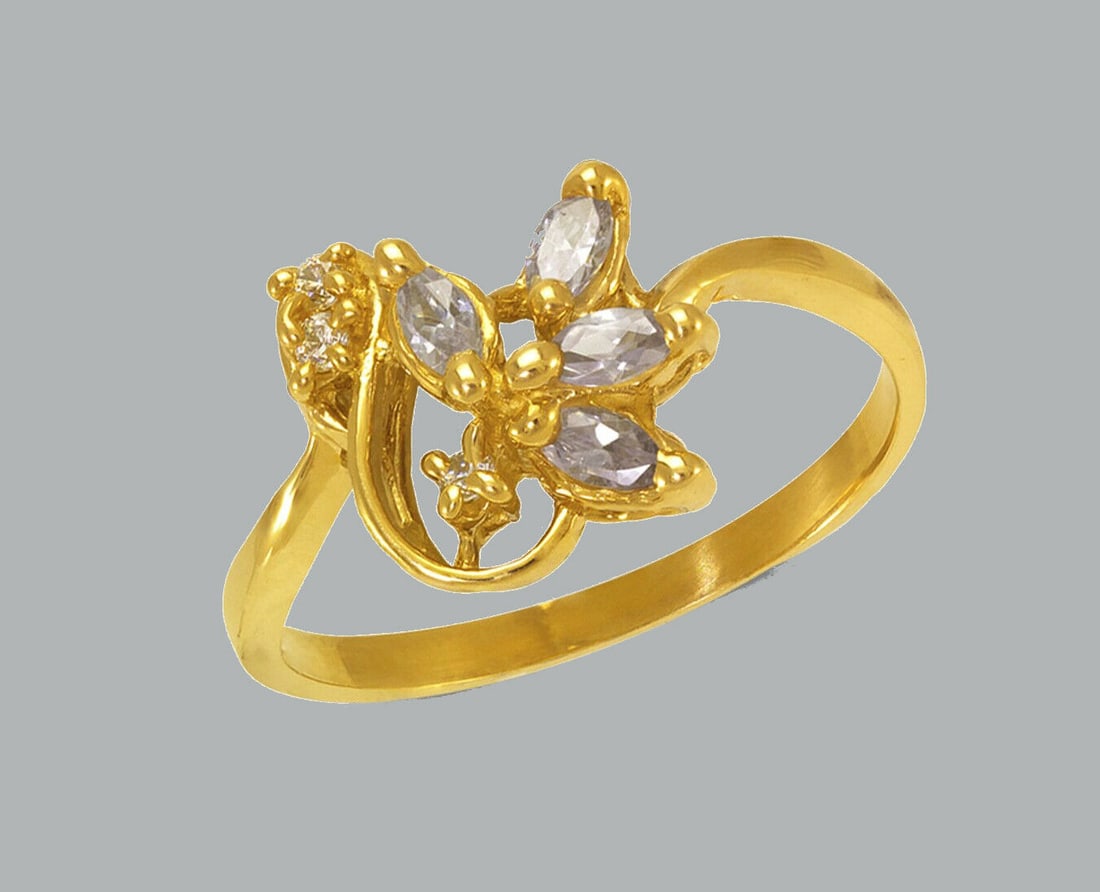 NEW 14K YELLOW GOLD LADIES FANCY CZ RING (1 of 1)