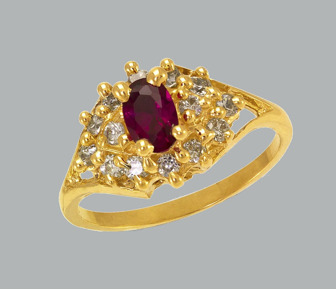 NEW 14K YELLOW GOLD LADIES FANCY CZ RING (1 of 1)