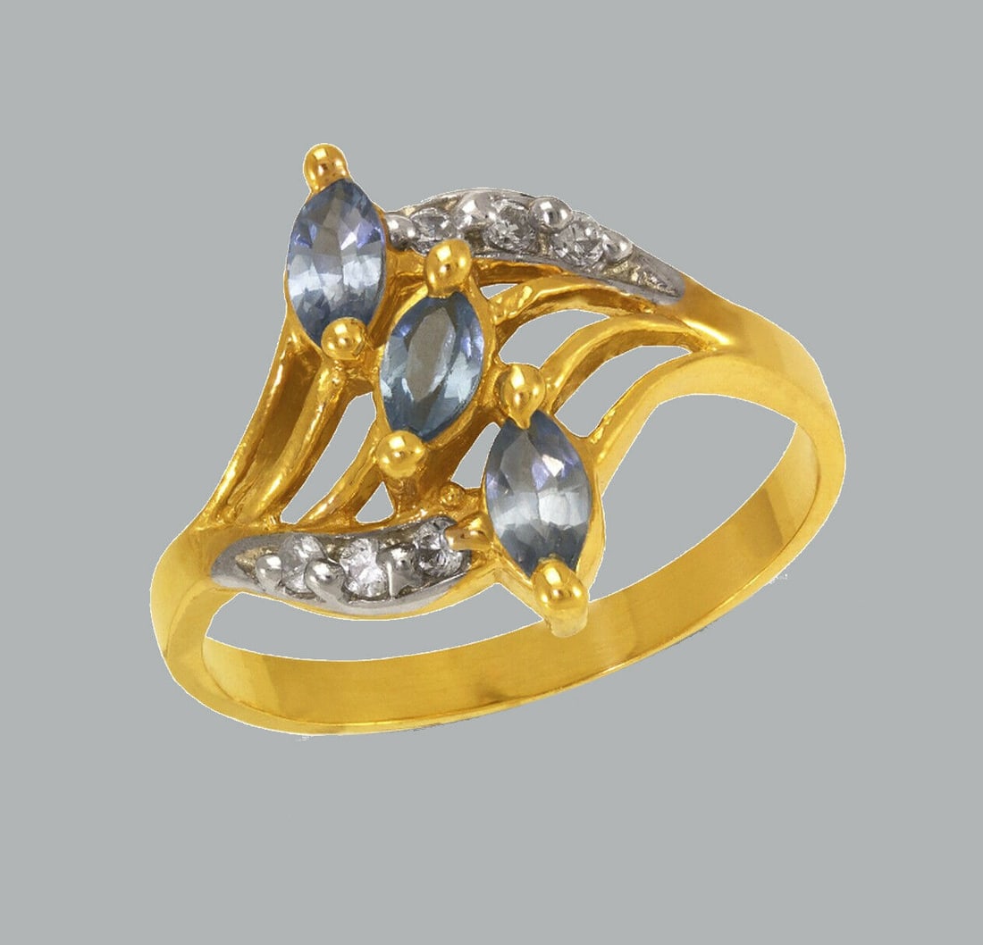 NEW 14K TWO TONE GOLD LADIES FANCY CZ RING (1 of 1)