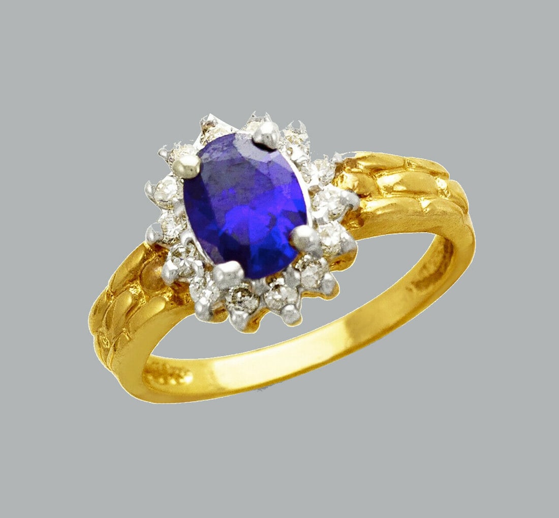 NEW 14K TWO TONE GOLD LADIES FANCY CZ RING HALO (1 of 1)