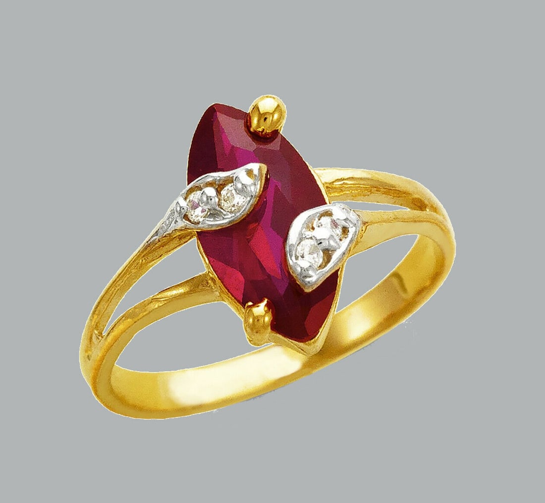 NEW 14K TWO TONE GOLD LADIES FANCY CZ RING (1 of 1)
