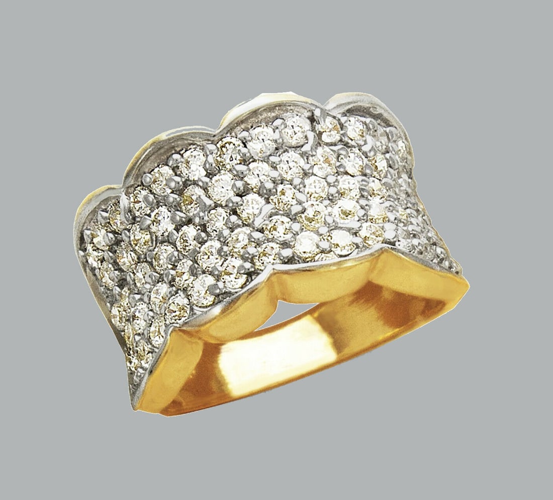 NEW 14K TWO TONE GOLD LADIES FANCY CZ RING PAVE SET (1 of 1)