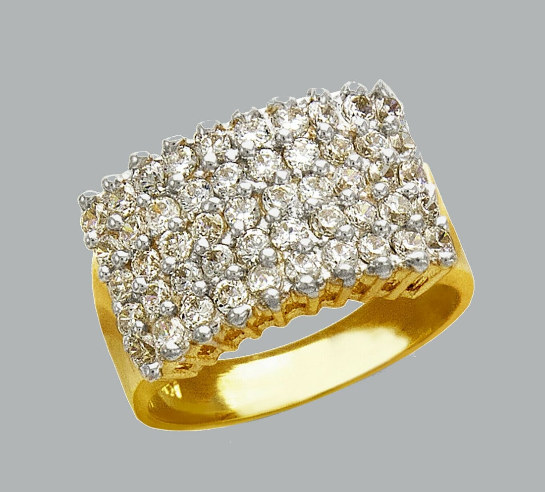NEW 14K TWO TONE GOLD LADIES FANCY CZ RING PRONG SET (1 of 1)