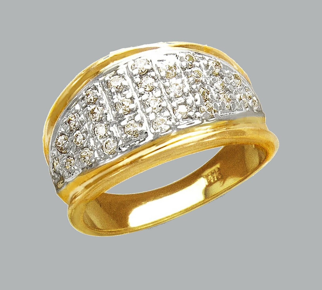NEW 14K TWO TONE GOLD LADIES FANCY CZ RING PAVE SET (1 of 1)
