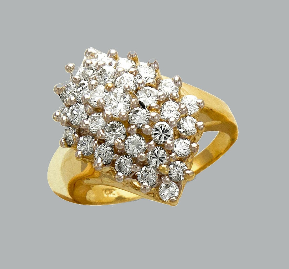 NEW 14K TWO TONE GOLD LADIES FANCY CZ RING (1 of 1)