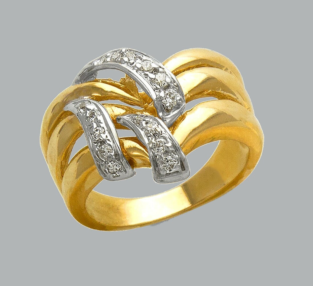 NEW 14K TWO TONE GOLD LADIES FANCY CZ RING (1 of 1)
