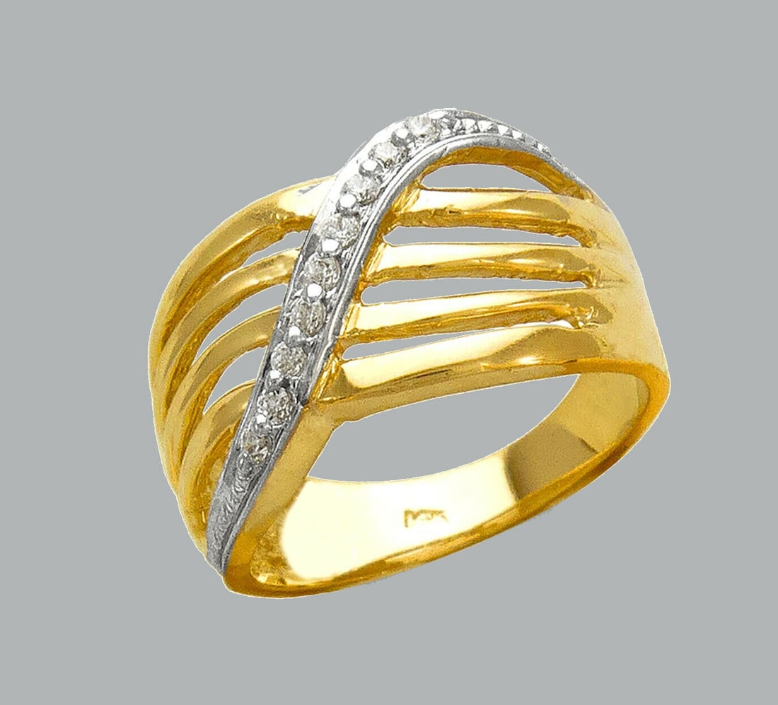 NEW 14K TWO TONE GOLD LADIES FANCY CZ RING (1 of 1)