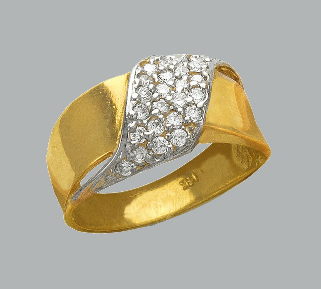 NEW 14K TWO TONE GOLD LADIES FANCY CZ COCKTAIL RING (1 of 1)