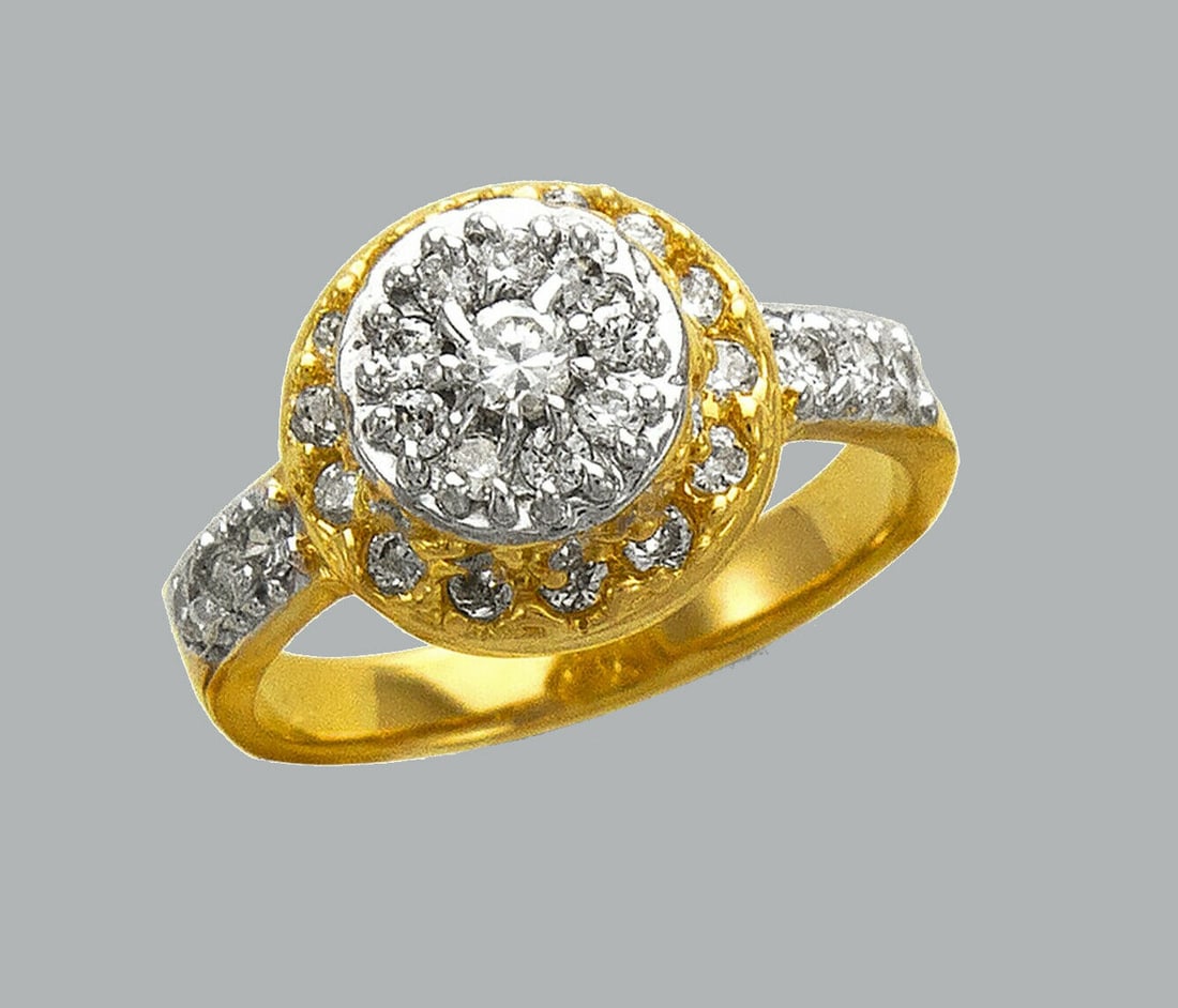 NEW 14K TWO TONE GOLD LADIES FANCY CZ RING (1 of 1)