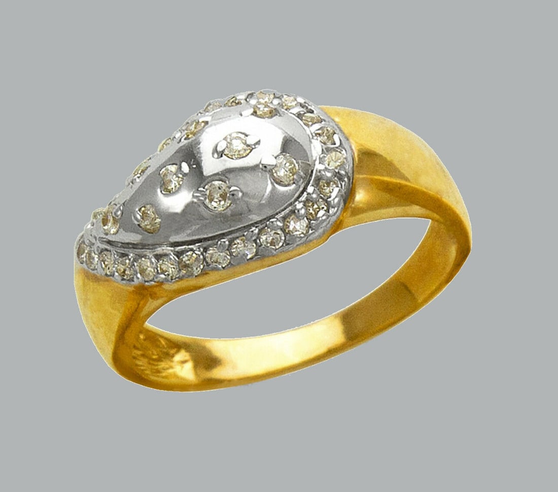 NEW 14K TWO TONE GOLD LADIES FANCY CZ RING (1 of 1)