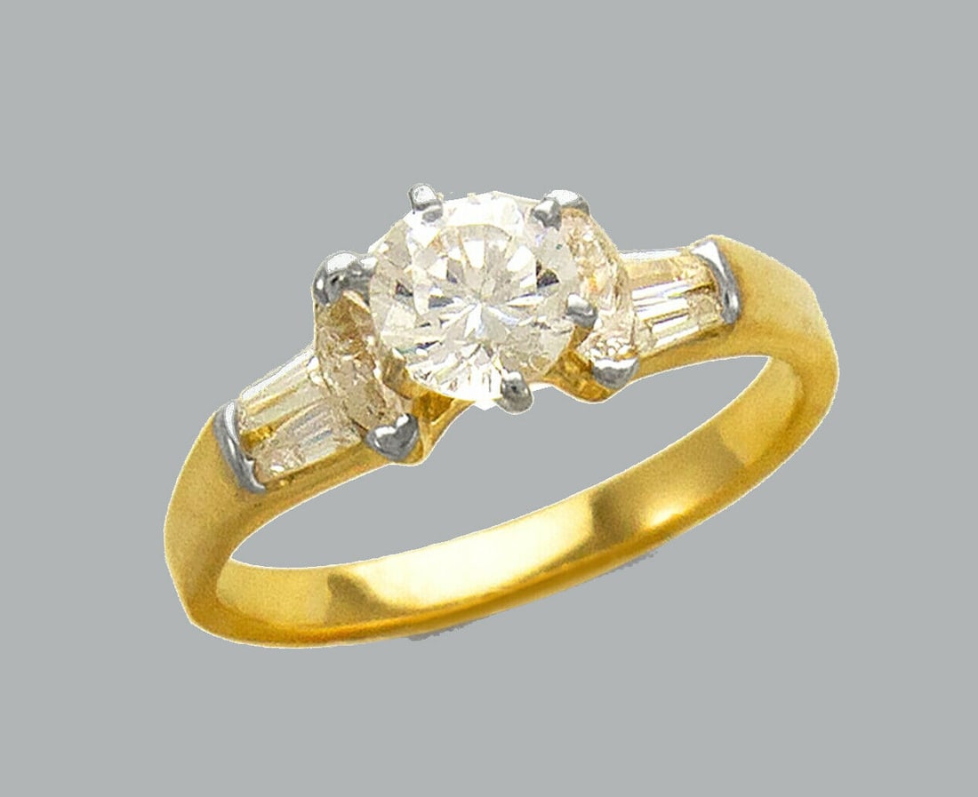 NEW 14K TWO TONE GOLD LADIES CZ RING SOLITAIRE COCKTAil (1 of 1)