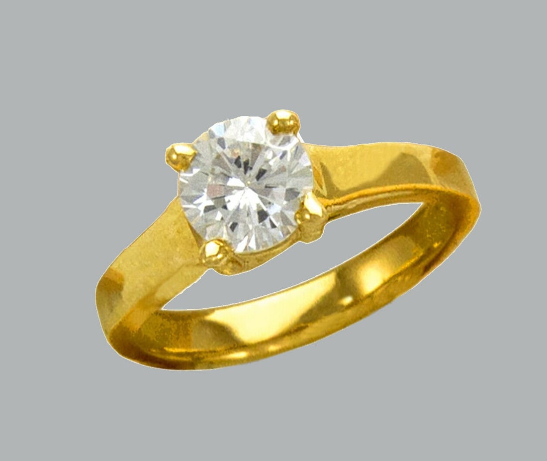NEW 14K YELLOW GOLD LADIES FANCY CZ SOLITAIRE RING (1 of 1)