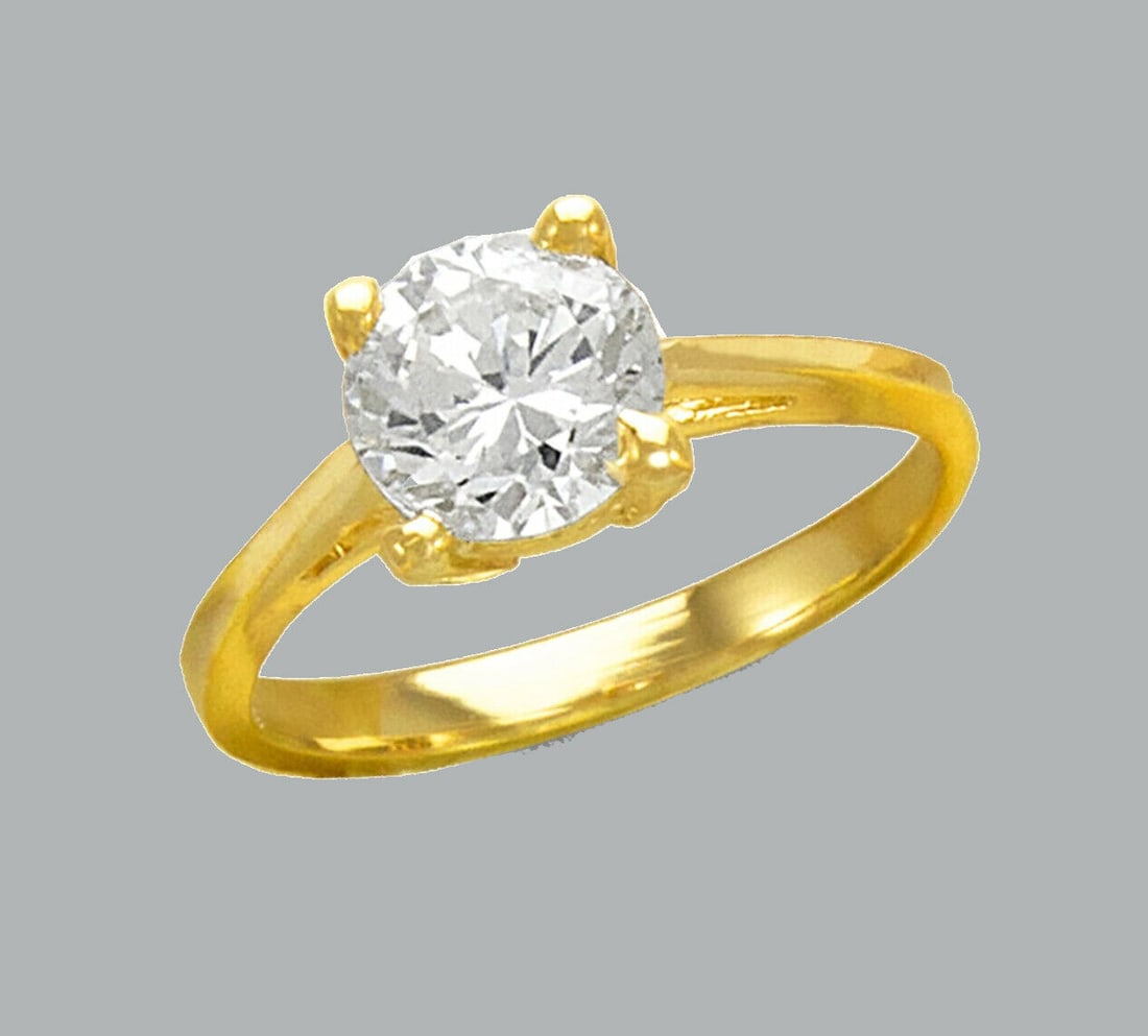 NEW 14K YELLOW GOLD LADIES FANCY CZ SOLITAIRE RING (1 of 1)