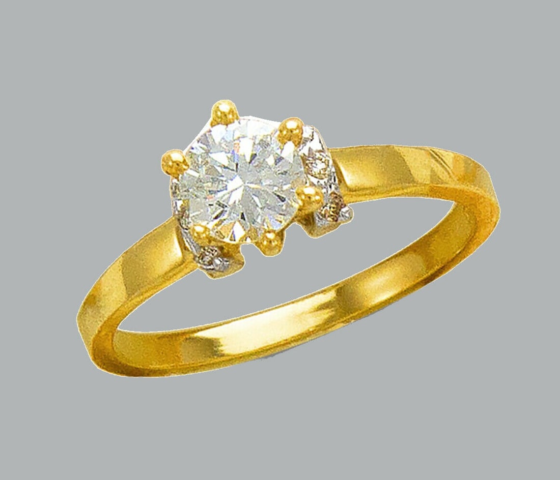 NEW 14K TWO TONE GOLD LADIES CZ RING SOLITAIRE COCKTAIL (1 of 1)