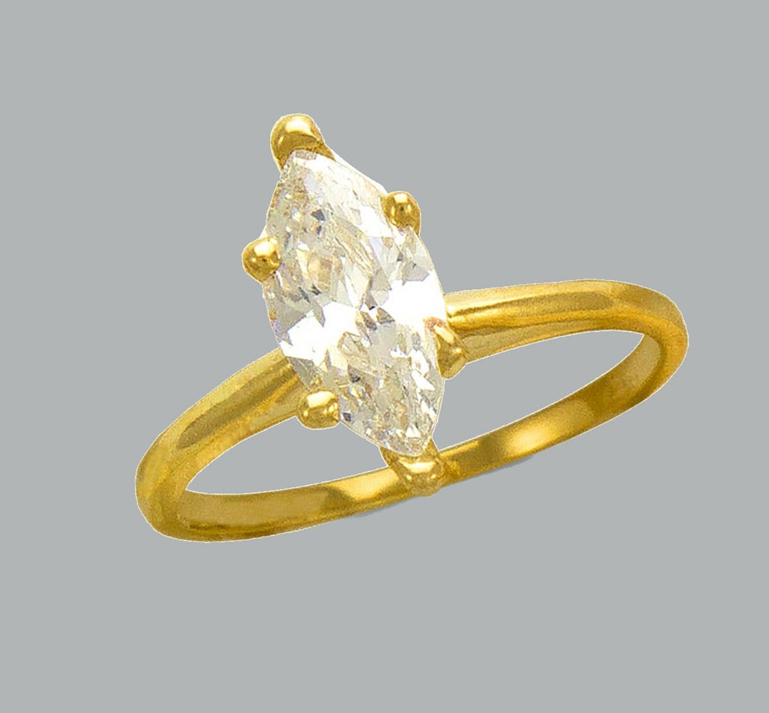 14K YELLOW GOLD CZ SOLITAIRE ENGAGEMENT RING MARQUISE (1 of 1)