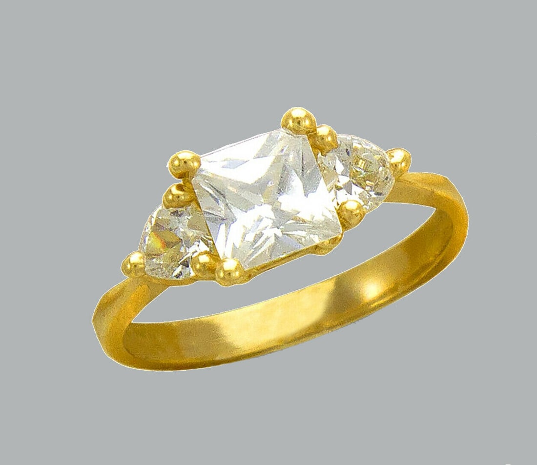 14K YELLOW GOLD CZ SOLITAIRE ENGAGEMENT RING PRINCESS (1 of 1)