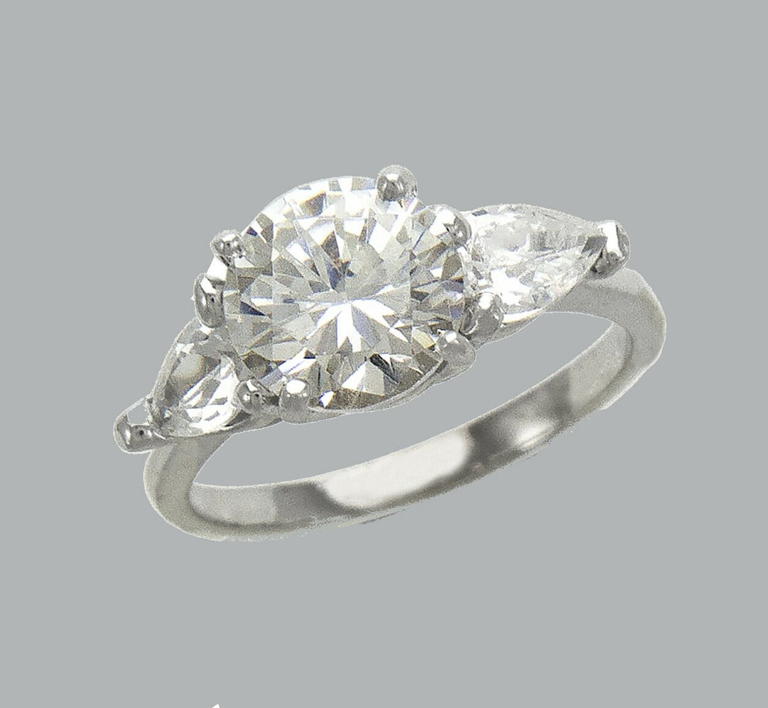 14K WHITE GOLD CZ SOLITAIRE ENGAGEMENT RING ROUND PEAR (1 of 1)