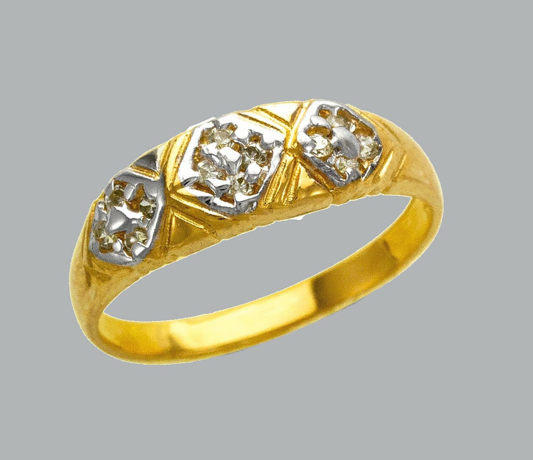 NEW 14K TWO TONE GOLD LADIES FANCY CZ RING (1 of 1)