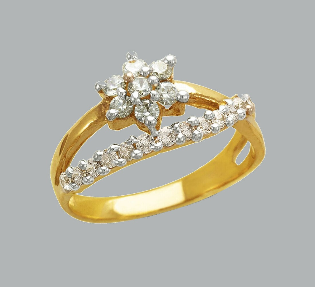 NEW 14K TWO TONE GOLD LADIES FANCY CZ RING (1 of 1)