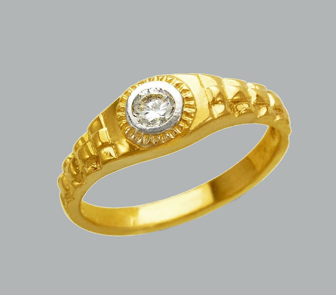 NEW 14K TWO TONE GOLD LADIES FANCY CZ RING SOLITAIRE (1 of 1)