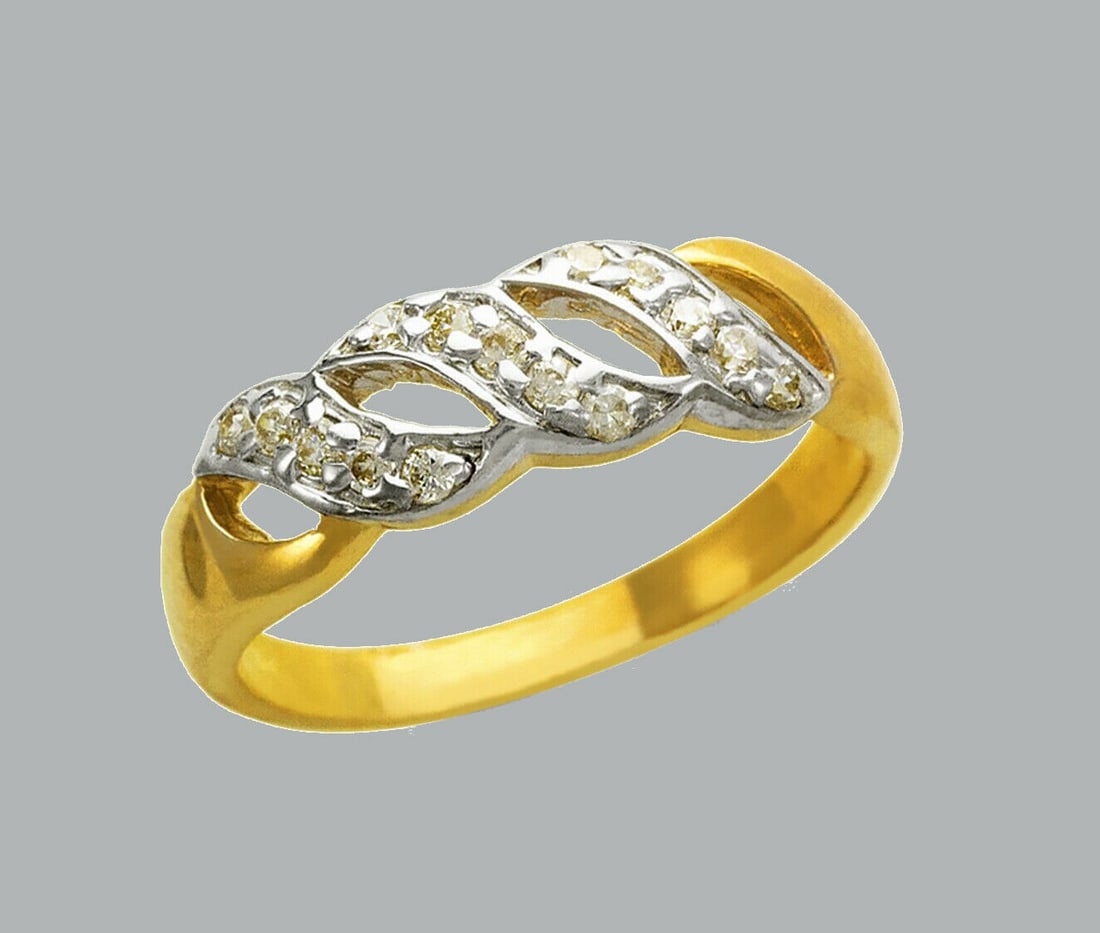 NEW 14K TWO TONE GOLD LADIES FANCY CZ RING (1 of 1)